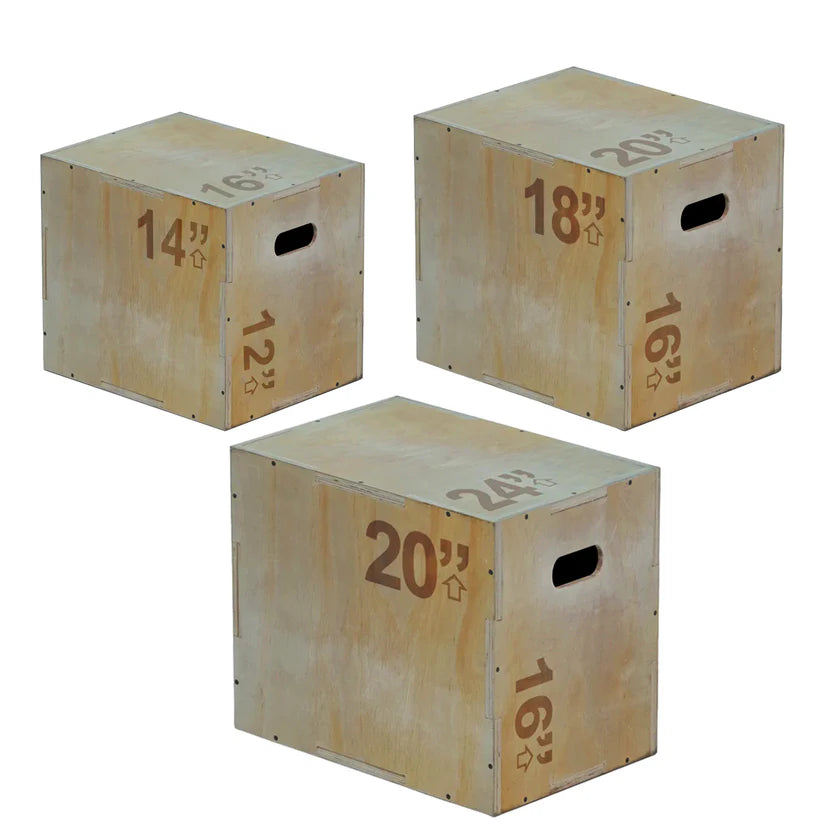 Set of Three Wooden boxes on a white background