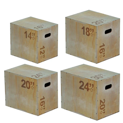 Set of Three Wooden boxes on a white background