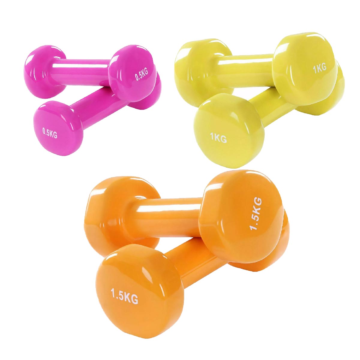 Multi Color Neoprene Vinyl Coated Dumbbells –  Hand Weights for Home Strength Training Gym