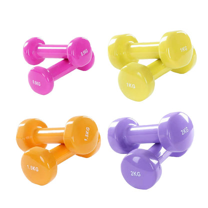 Multi Color Neoprene Vinyl Coated Dumbbells –  Hand Weights for Home Strength Training Gym