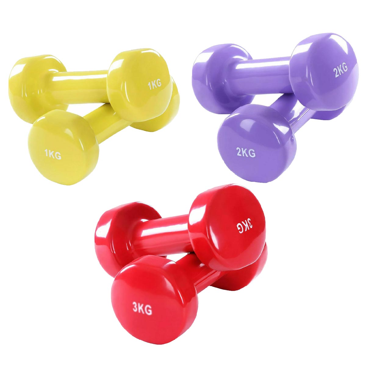 Multi Color Neoprene Vinyl Coated Dumbbells –  Hand Weights for Home Strength Training Gym