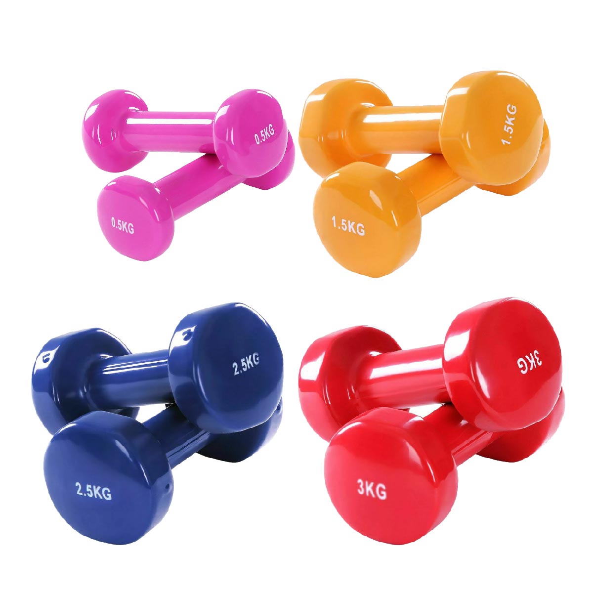 Multi Color Neoprene Vinyl Coated Dumbbells –  Hand Weights for Home Strength Training Gym