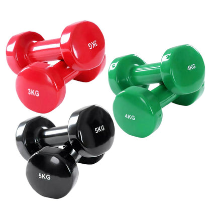 Multi Color Neoprene Vinyl Coated Dumbbells –  Hand Weights for Home Strength Training Gym