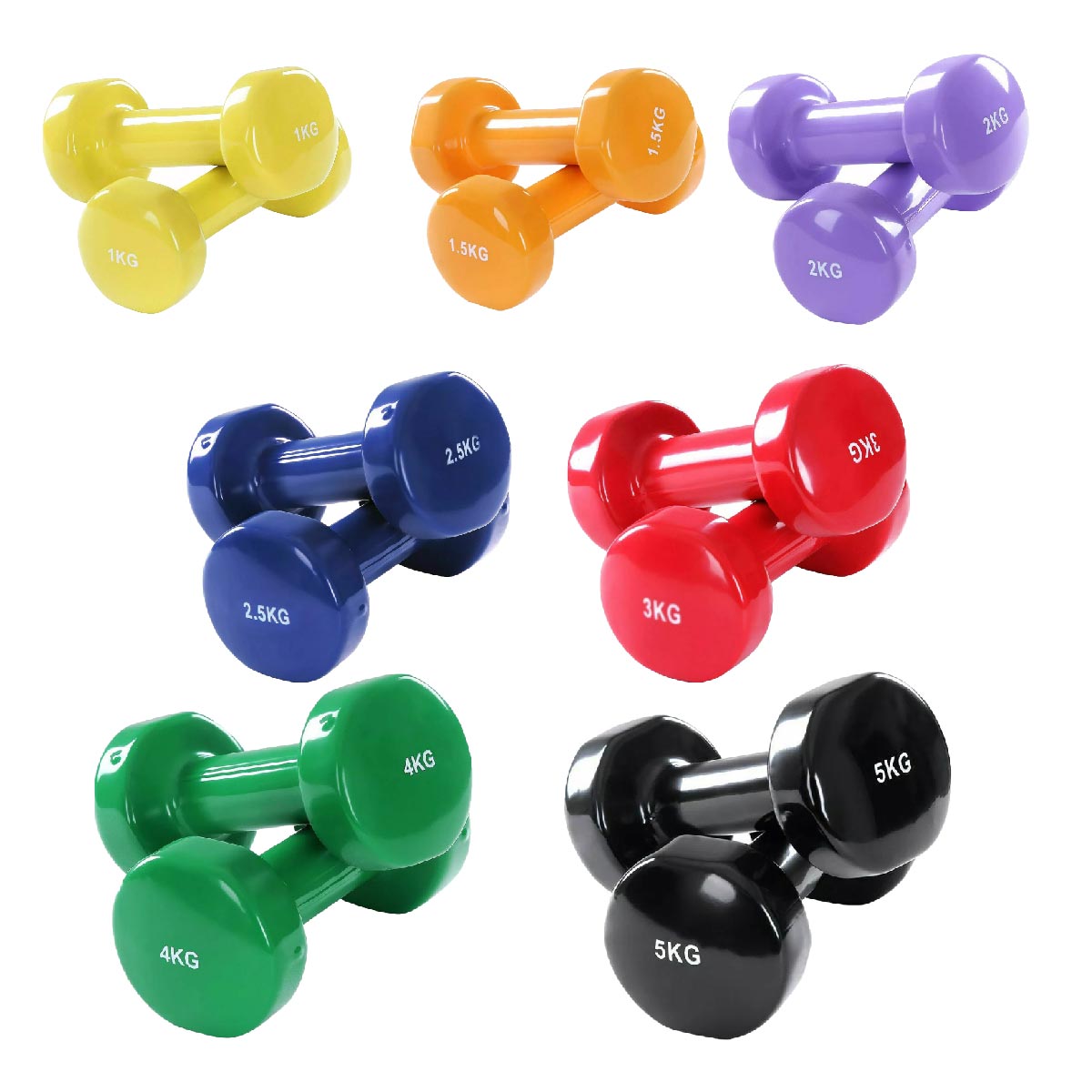 Multi Color Neoprene Vinyl Coated Dumbbells –  Hand Weights for Home Strength Training Gym