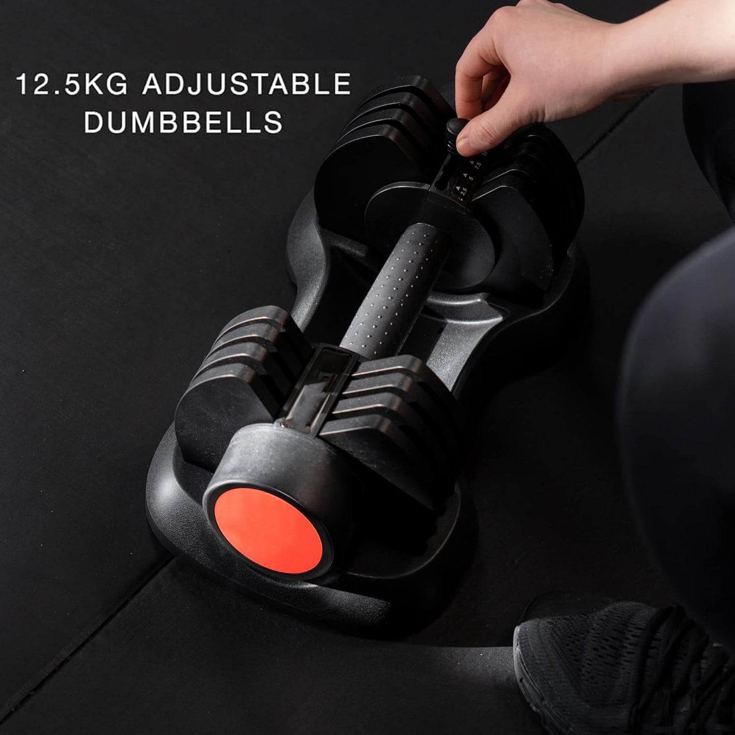 Adjustable 12.5 kg Dumbbells – 5‑in‑1 Weight Pair with Safety Lock for Home Gym