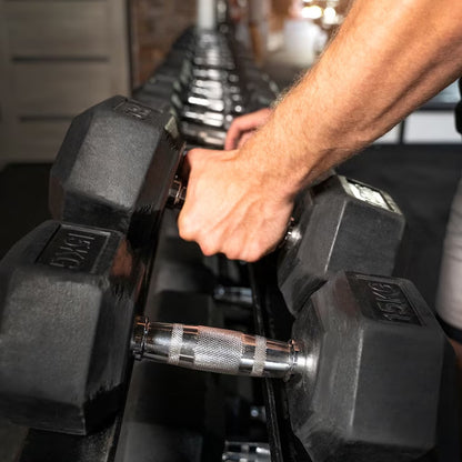 Hex Dumbbells Pairs & Sets (2.5kg–60kg) – Rubber-Coated, Anti-Roll, Steel Knurled Grip – Strength Training Weights for Home Gym or Studio