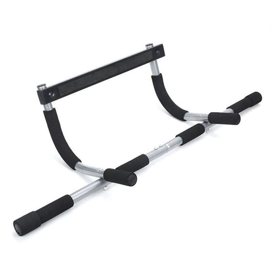 Foldable Upper Body Trainer | Doorway Pull Up Bar with Multi Grip Handles | No Screws or Drilling | Fits 61–81 cm Frames – Black & Grey