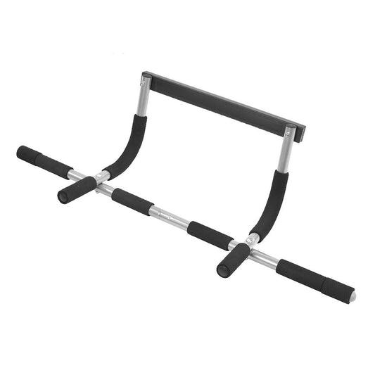 Foldable Upper Body Trainer | Doorway Pull Up Bar with Multi Grip Handles | No Screws or Drilling | Fits 61–81 cm Frames – Black & Grey