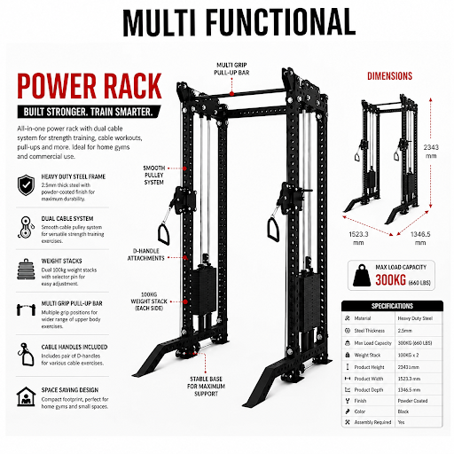 Complete Cable Power Cage for Squats, Pull-Ups & Full Body Training