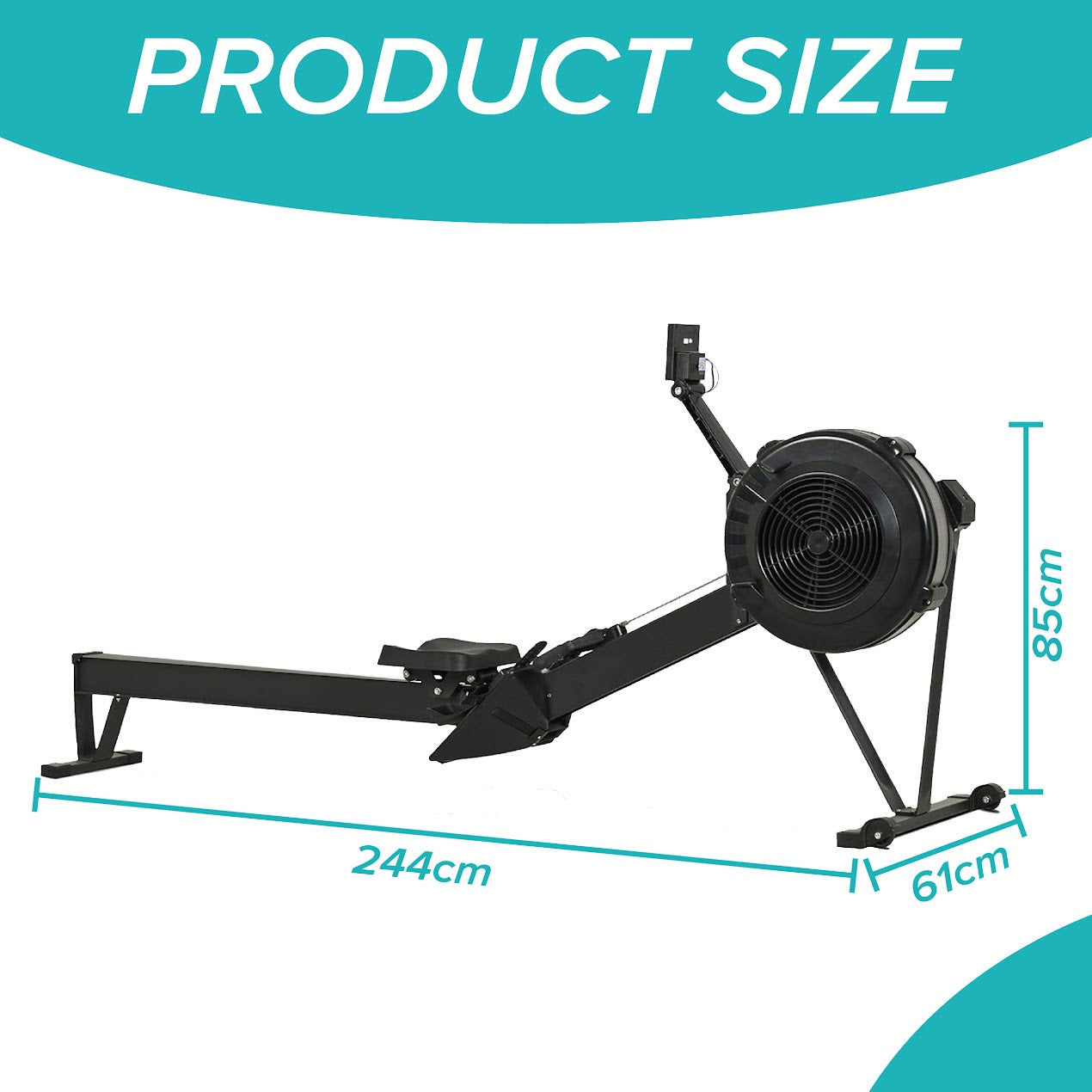 Silent Air Rowing Machine – 10-Level Resistance Rower with Foldable Frame, Smart Monitor & Comfort Seat for Home Fitness