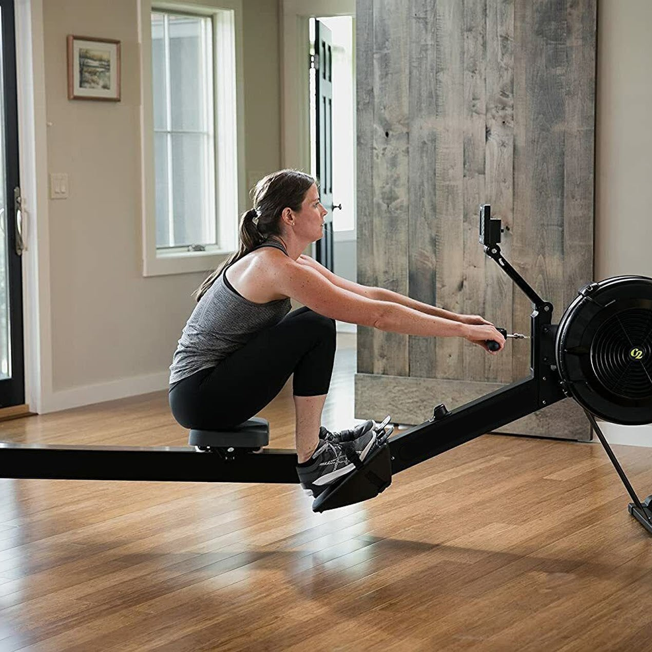 Silent Air Rowing Machine – 10-Level Resistance Rower with Foldable Frame, Smart Monitor & Comfort Seat for Home Fitness