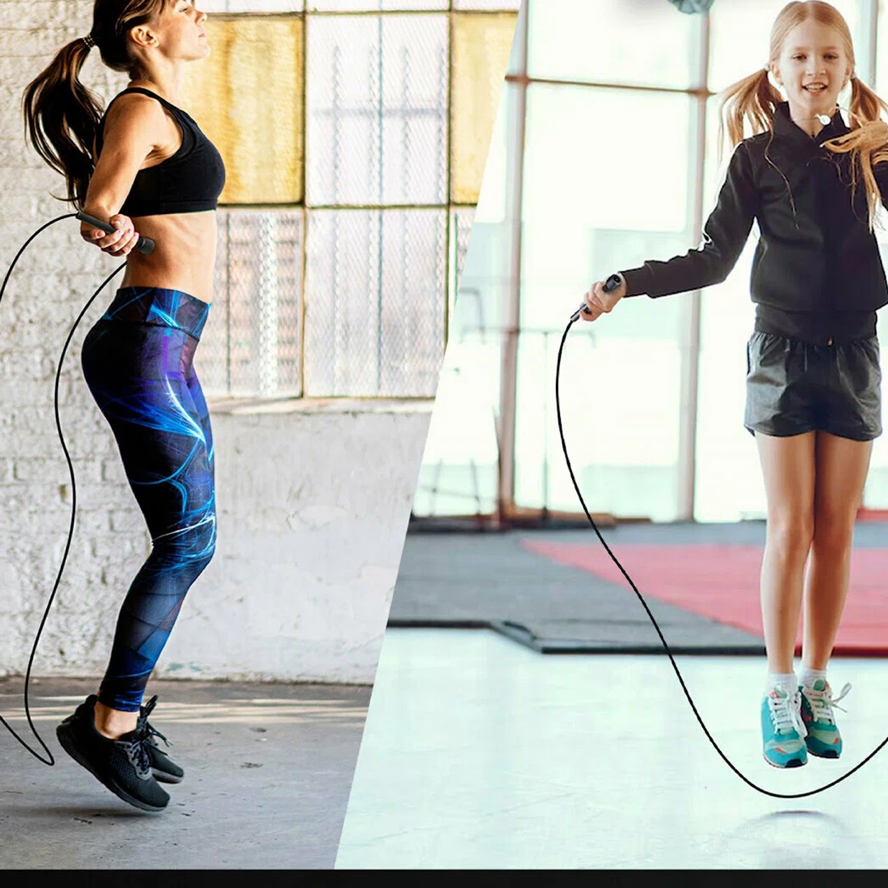 Adjustable Black Skipping Rope – Ergonomic Grip for Cardio & HIIT – Compact Home Gym Fitness