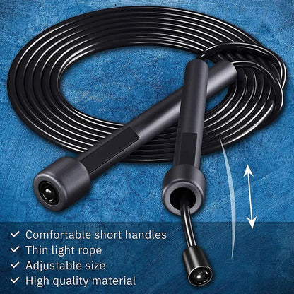 Adjustable Black Skipping Rope – Ergonomic Grip for Cardio & HIIT – Compact Home Gym Fitness