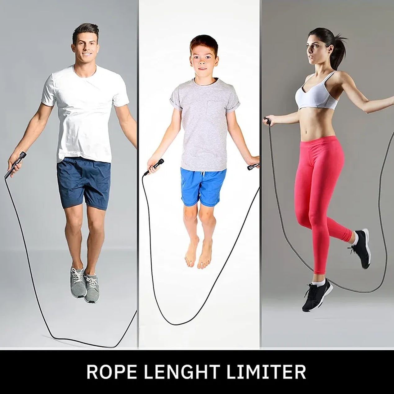 Adjustable Black Skipping Rope – Ergonomic Grip for Cardio & HIIT – Compact Home Gym Fitness
