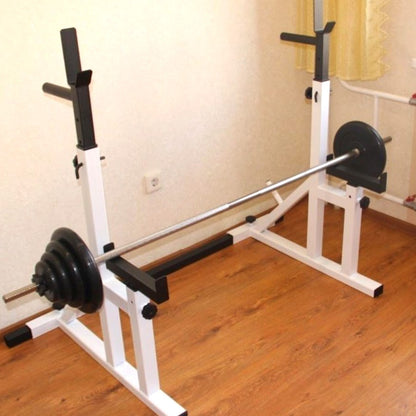 Bench Press Rack 2.0 & Adjustable Squat – Heavy‑Duty 50 × 50 mm Steel, 13 Height & 10 Width Settings – Home Gym Compact Strength Station