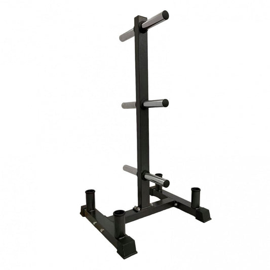 3-Tier Olympic Weight Plate Rack with Barbell Holder – Heavy-Duty Steel Weight Tree | 200kg Capacity | Compact Black Powder-Coated Home Gym Stand