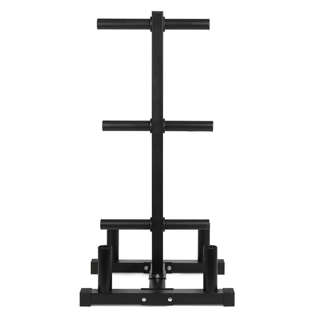 3-Tier Olympic Weight Plate Rack with Barbell Holder – Heavy-Duty Steel Weight Tree | 200kg Capacity | Compact Black Powder-Coated Home Gym Stand