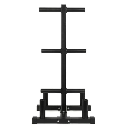 3-Tier Olympic Weight Plate Rack with Barbell Holder – Heavy-Duty Steel Weight Tree | 200kg Capacity | Compact Black Powder-Coated Home Gym Stand