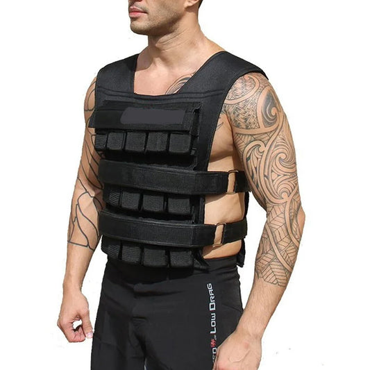 Strength Training Weighted Vest 30kg – Adjustable Load with Removable Metal Blocks, Reflective Safety Strips & Snug Fit for Running, Cardio & Workouts